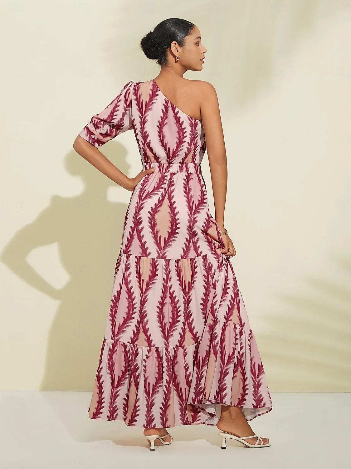 Jasmine – sexy one-shoulder maxi dress in pink