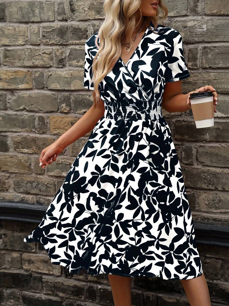 Amelia short sleeve floral wrap dress