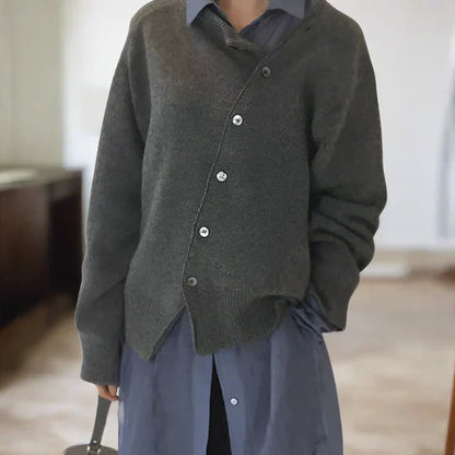 Celina - soft cardigan with diagonal button placket