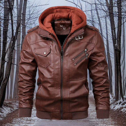 Heat leather – high-quality warm leather jacket with a hood