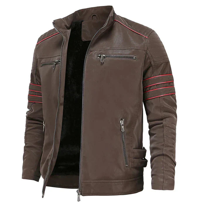 Motorcycle men's leather jacket, robust and stylish