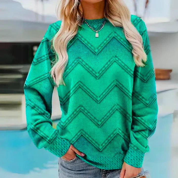 Colorful vintage knitted sweater - olive