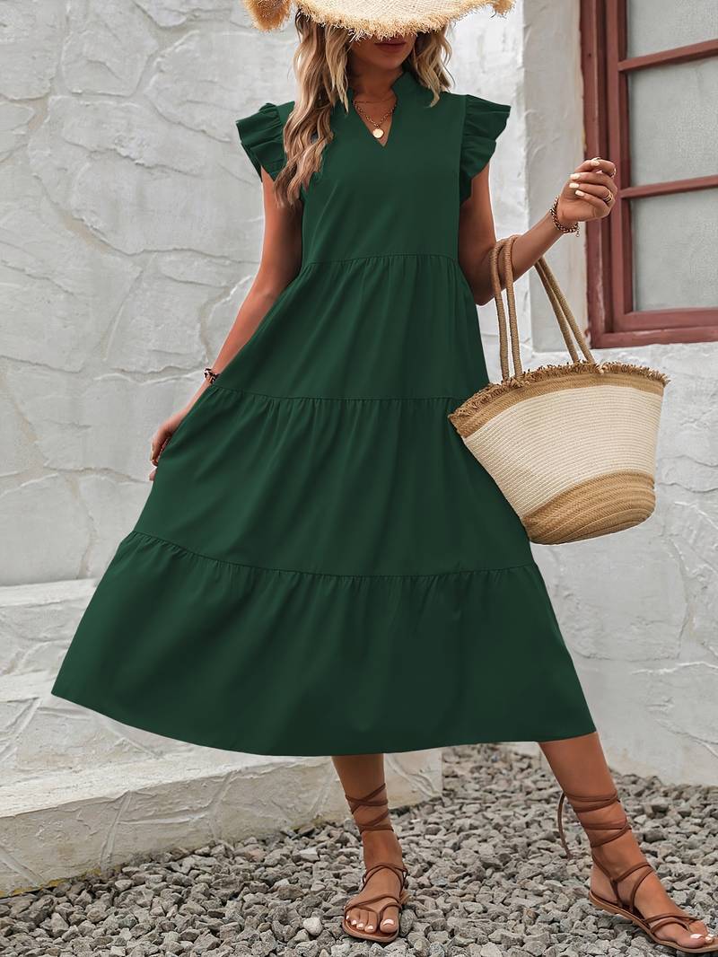 Emma – elegant dress with ruffle sleeves for spring and summer