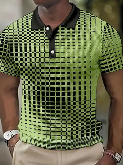 David short sleeve lapel golf shirt with contrast color design