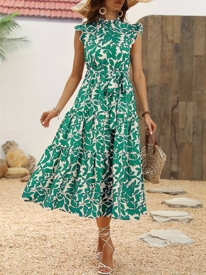 Aurora – elegant dress with ruffle sleeves for spring and summer