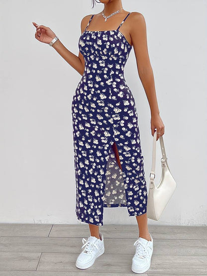 Isabella floral print split cami dress