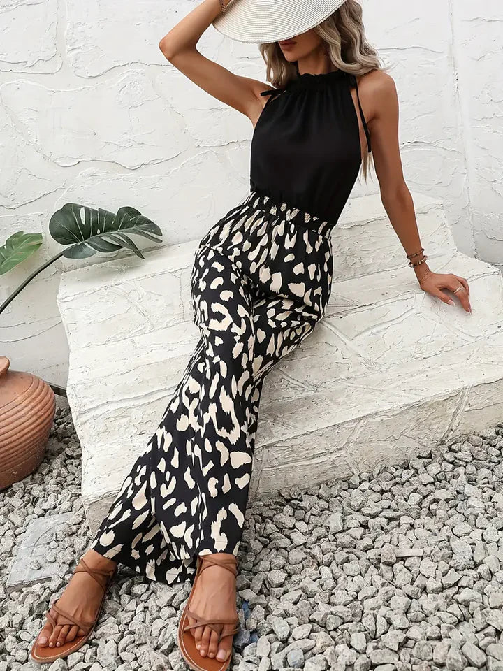 Ledi - leopard print wide leg jumpsuit