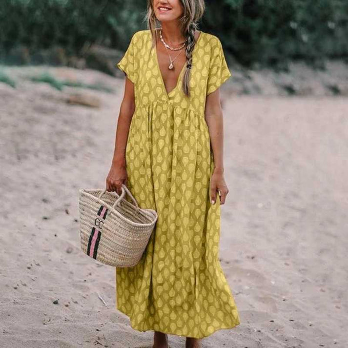 Marion - bohemian dress with v-neck