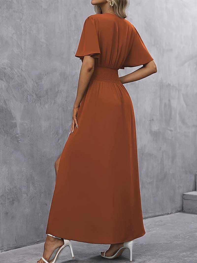 Juliet - surplice neck plicated waist dress