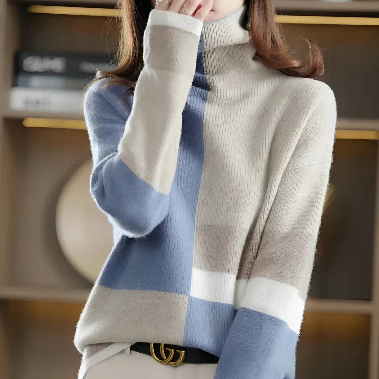 Charla - soft, warm, contrasting color sweaters for women