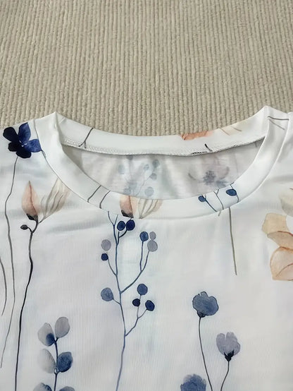 Victoria - floral print crew neck t-shirt for spring