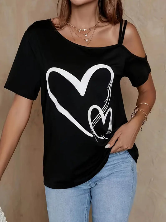 Jessamine – short sleeve top with heart print