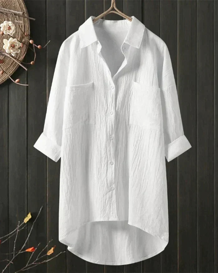 Olivia – white linen blouse