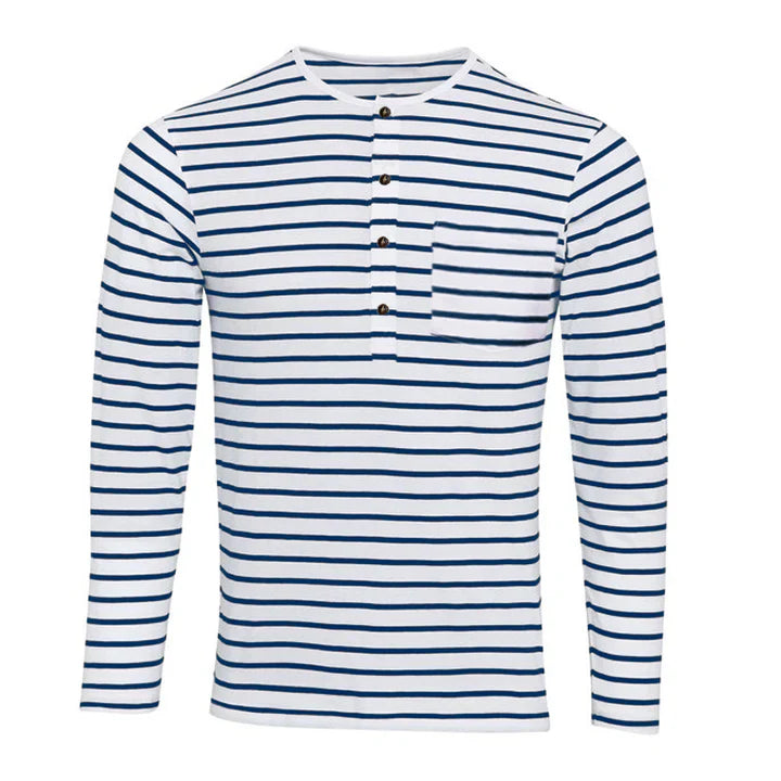 Josh - striped long sleeve shirt with henley collar