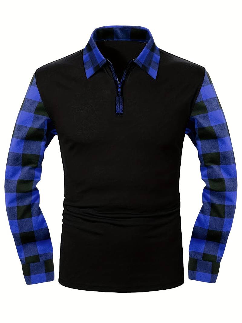 James long sleeve check flannel polo shirt