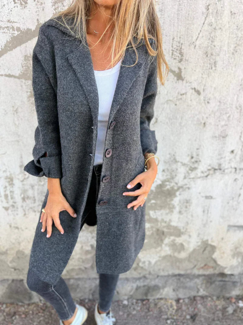 Isabella - casual long coat with cuffs