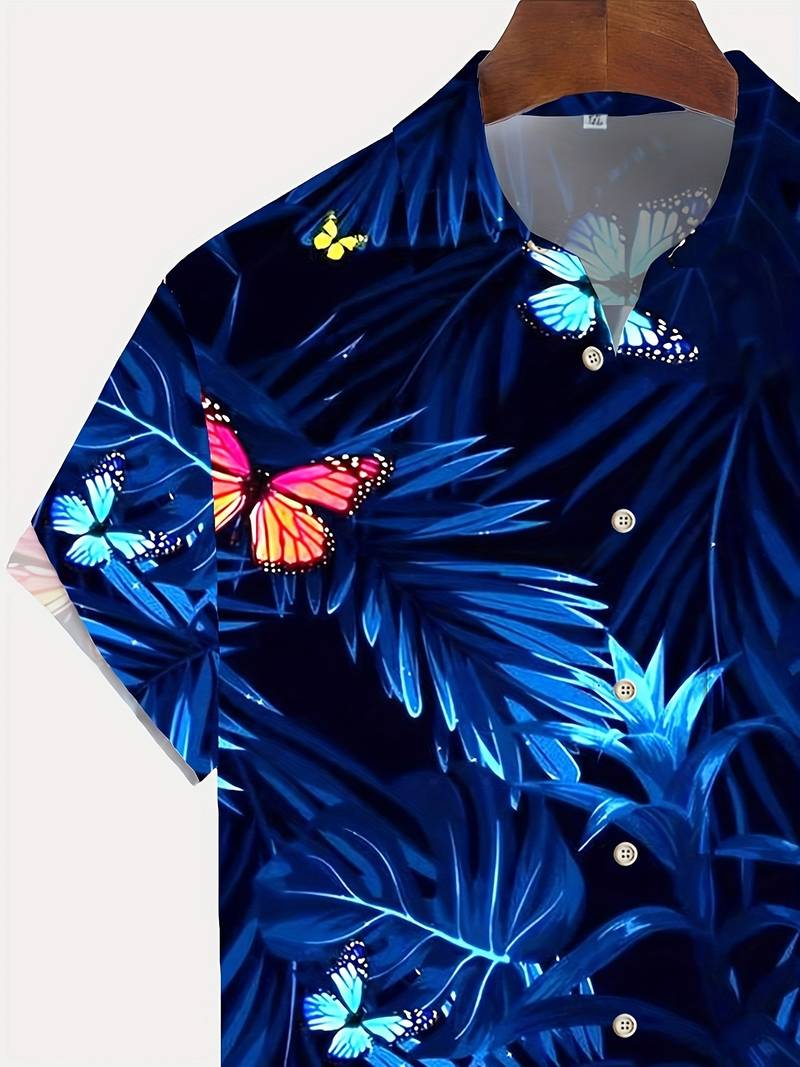 Jake - hawaiian butterfly floral print short sleeve shirt