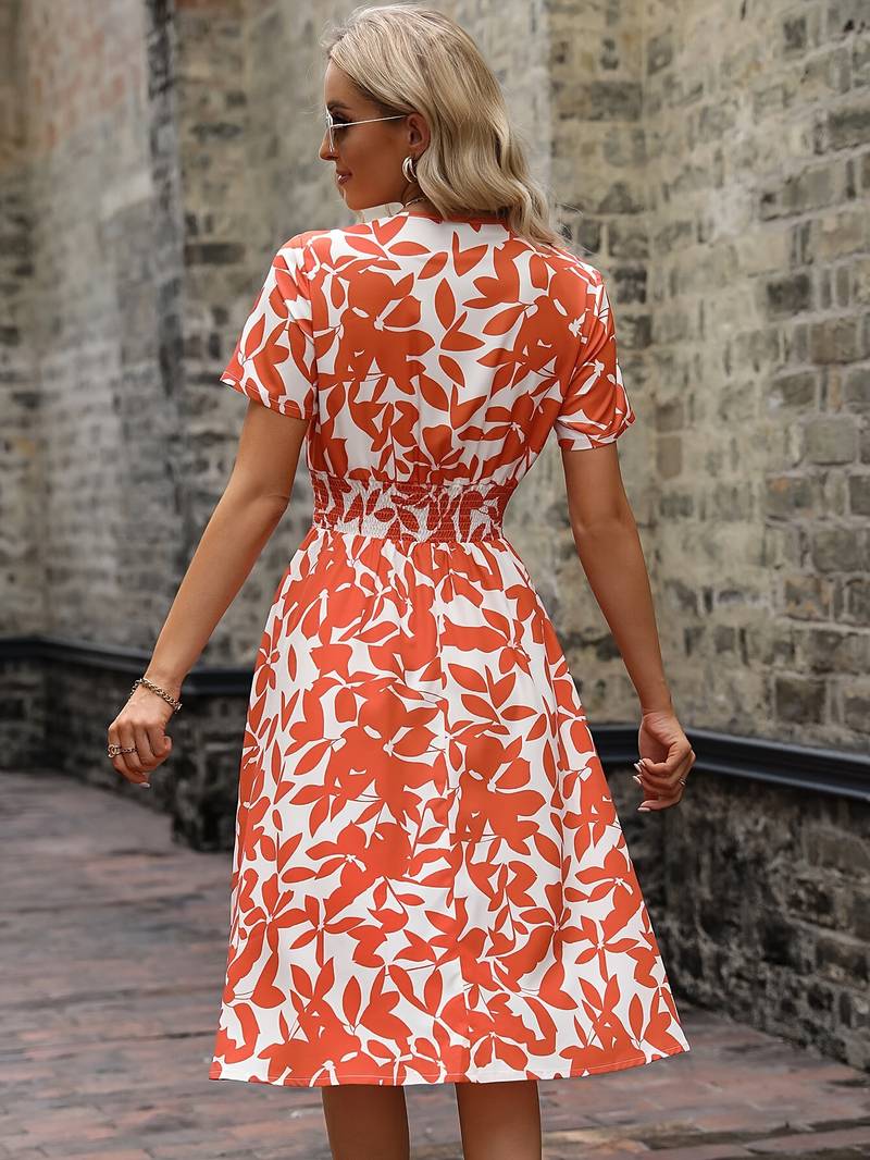 Amelia short sleeve floral wrap dress