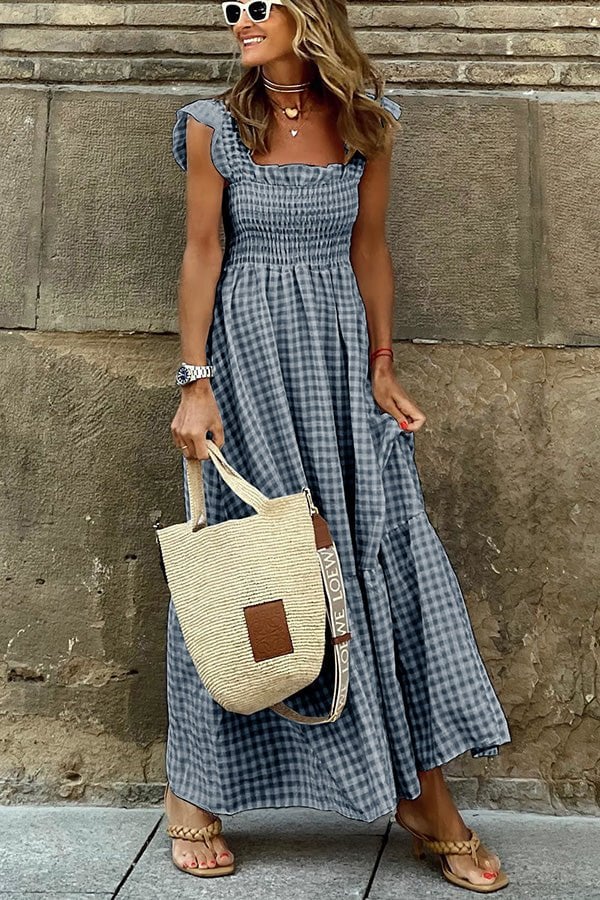 Rosie – checked, stylish maxi dress