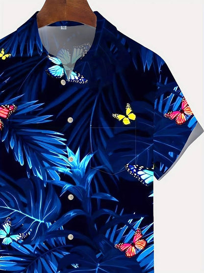 Jake - hawaiian butterfly floral print short sleeve shirt