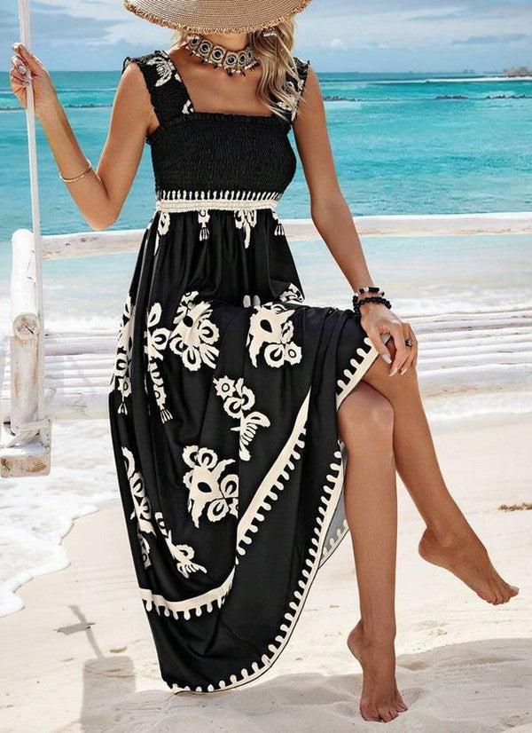 Ashley – sleeveless maxi dress with a cool print