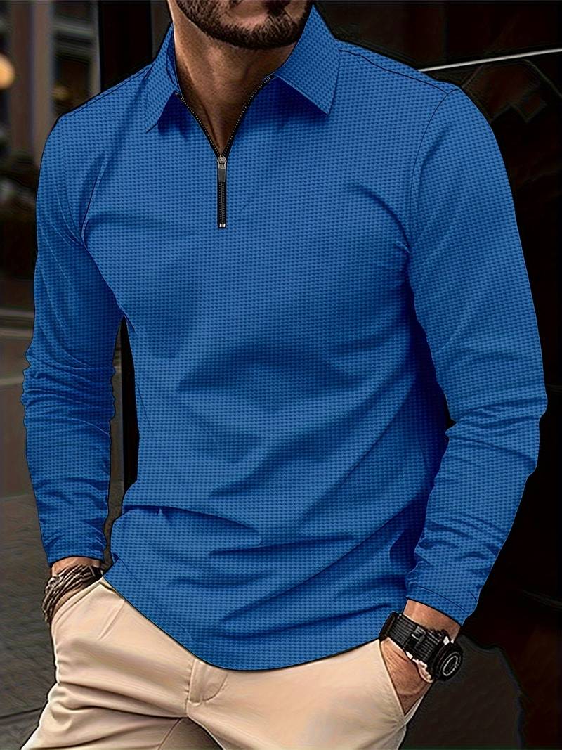 Alex casual long sleeve v-neck waffle shirt