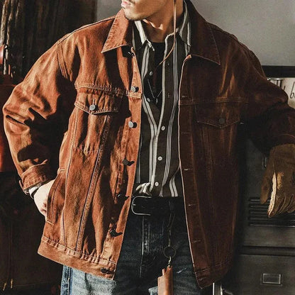 Octavian - brown denim jacket for men