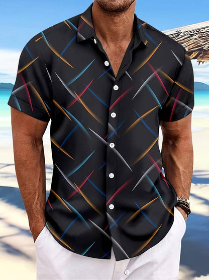 Adam – short-sleeved button-down shirt with a fashionable print