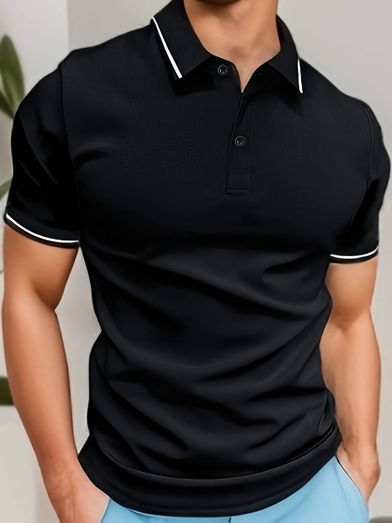 Caleb trendy color block short sleeve shirt with button fastening and lapels