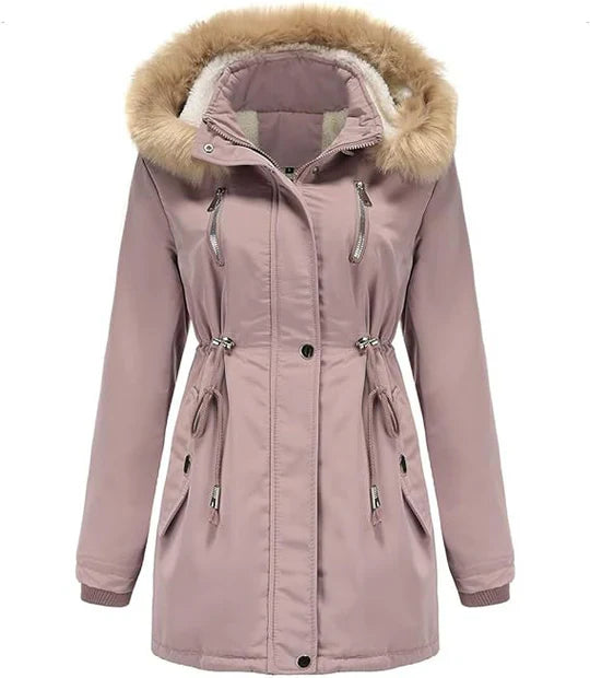 Lovi - long coat with faux fur hood and fleece lining