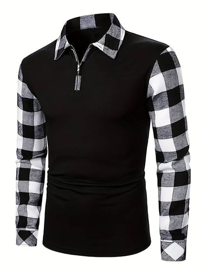 James long sleeve check flannel polo shirt