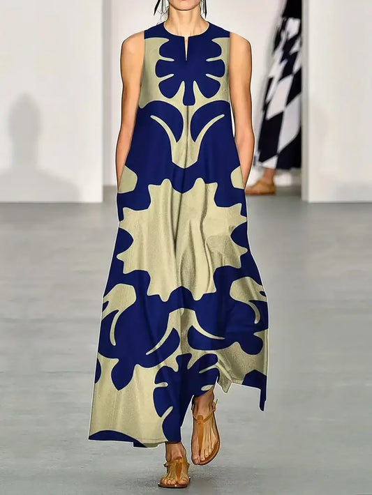 Isabella - graphic print v-neck maxi dress