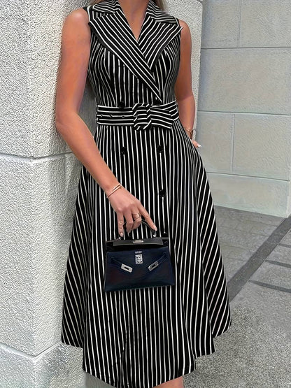 Eleanor – Sleeveless dress with striped print for spring and summer