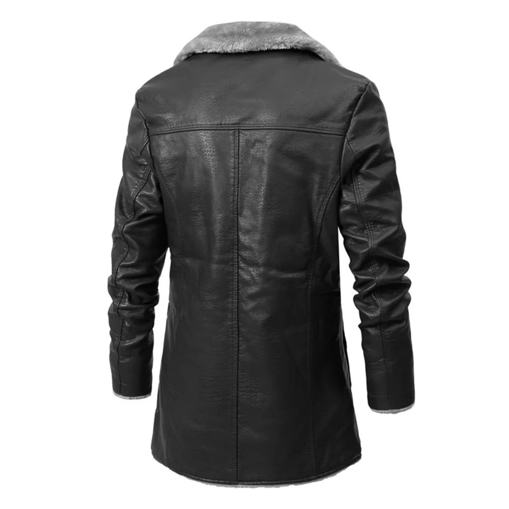 Ikar - thick warm long leather coat for men