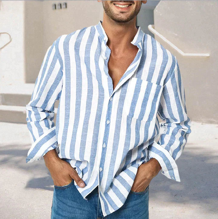 Airy men's shirt in a striped look with a casual fit