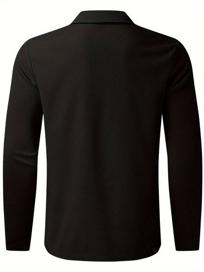 Alex casual long sleeve v-neck waffle shirt