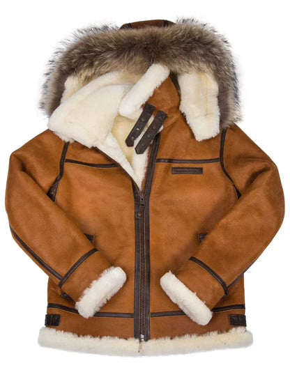 Meti - sheepskin jacket with fur hood