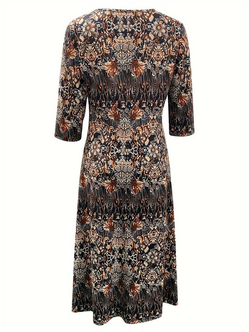 Abigail – midi dress with floral print and 3/4 sleeves