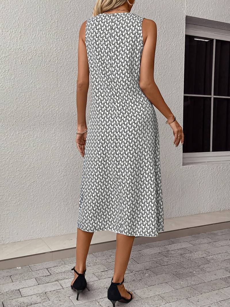 Zoe – sleeveless boho midi dress with all-over print