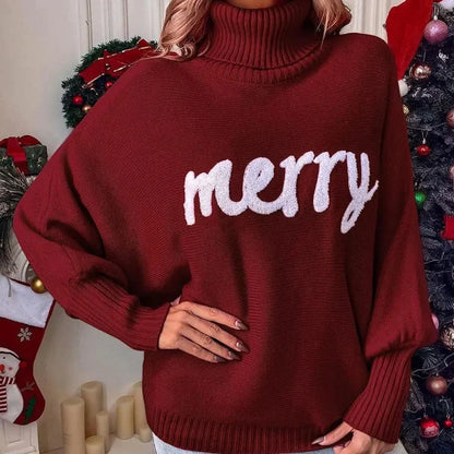 Emerie – warm festive turtleneck sweater for women