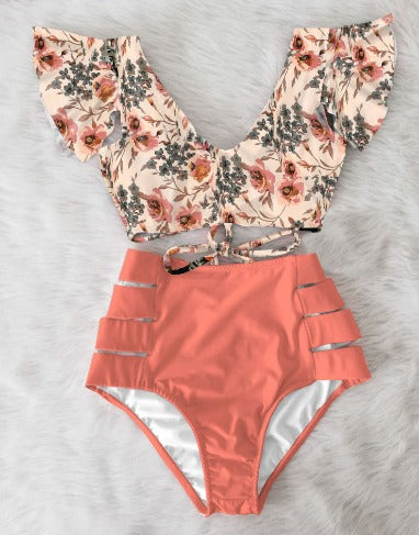 Mia Floral Ruffle Bikini Set