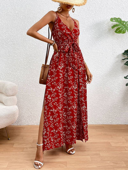 Amelia – floral cami dress with split sides