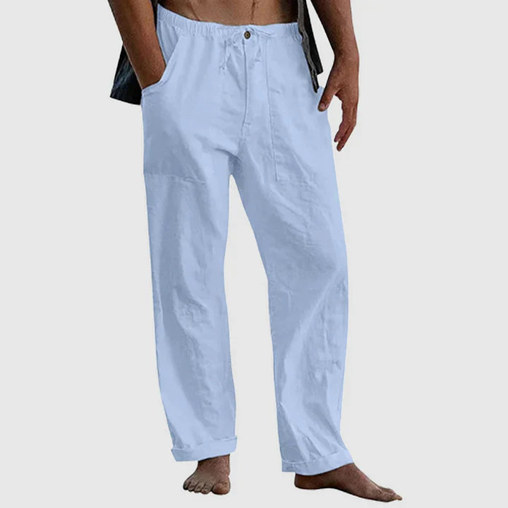 Casual linen trousers with drawstring