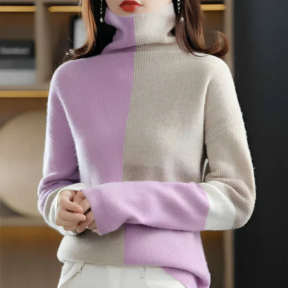 Charla - soft, warm, contrasting color sweaters for women