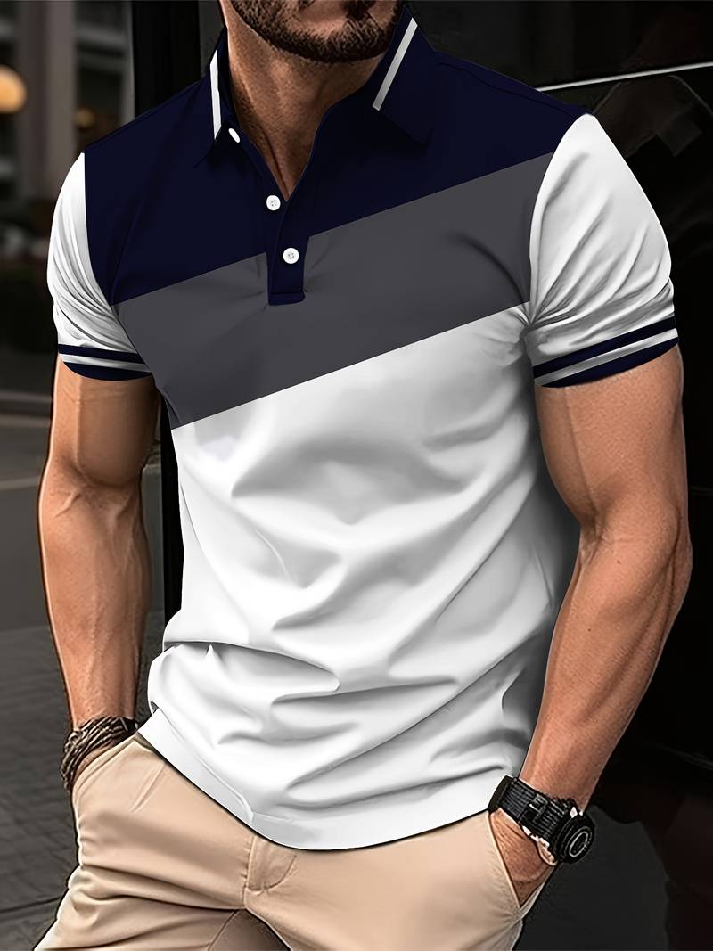 Liam – golf shirt with contrast color print