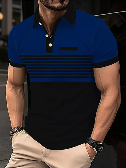 James color blocked short sleeve golf shirts for men