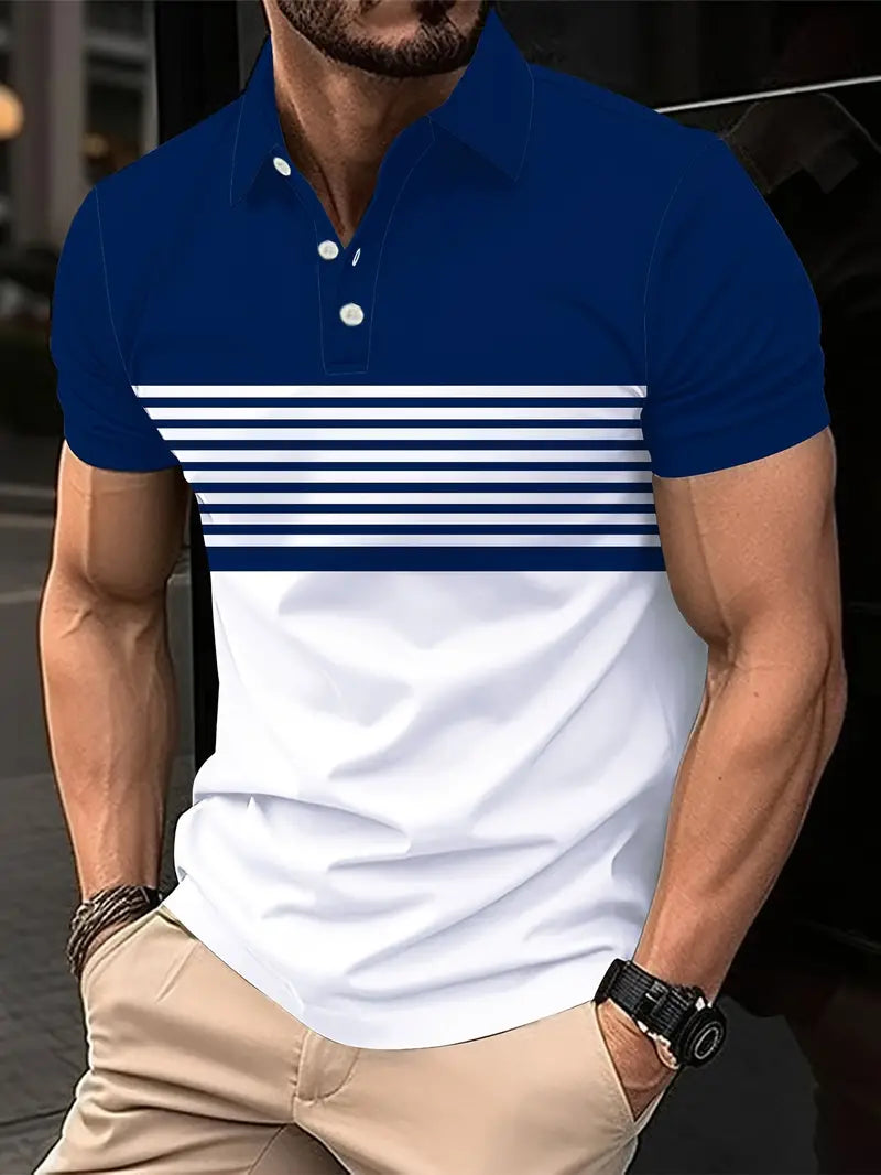 James color blocked short sleeve golf shirts for men