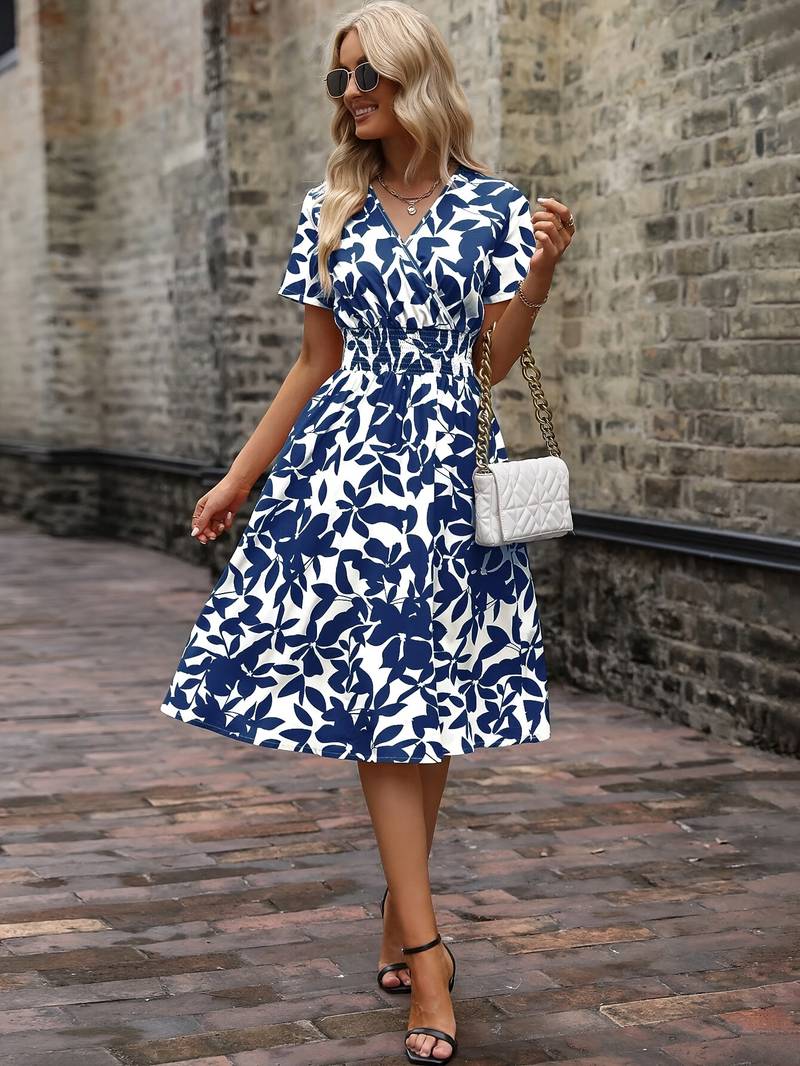 Amelia short sleeve floral wrap dress