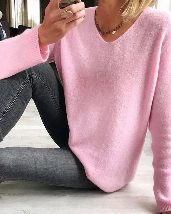 Simple solid color long sleeve sweater