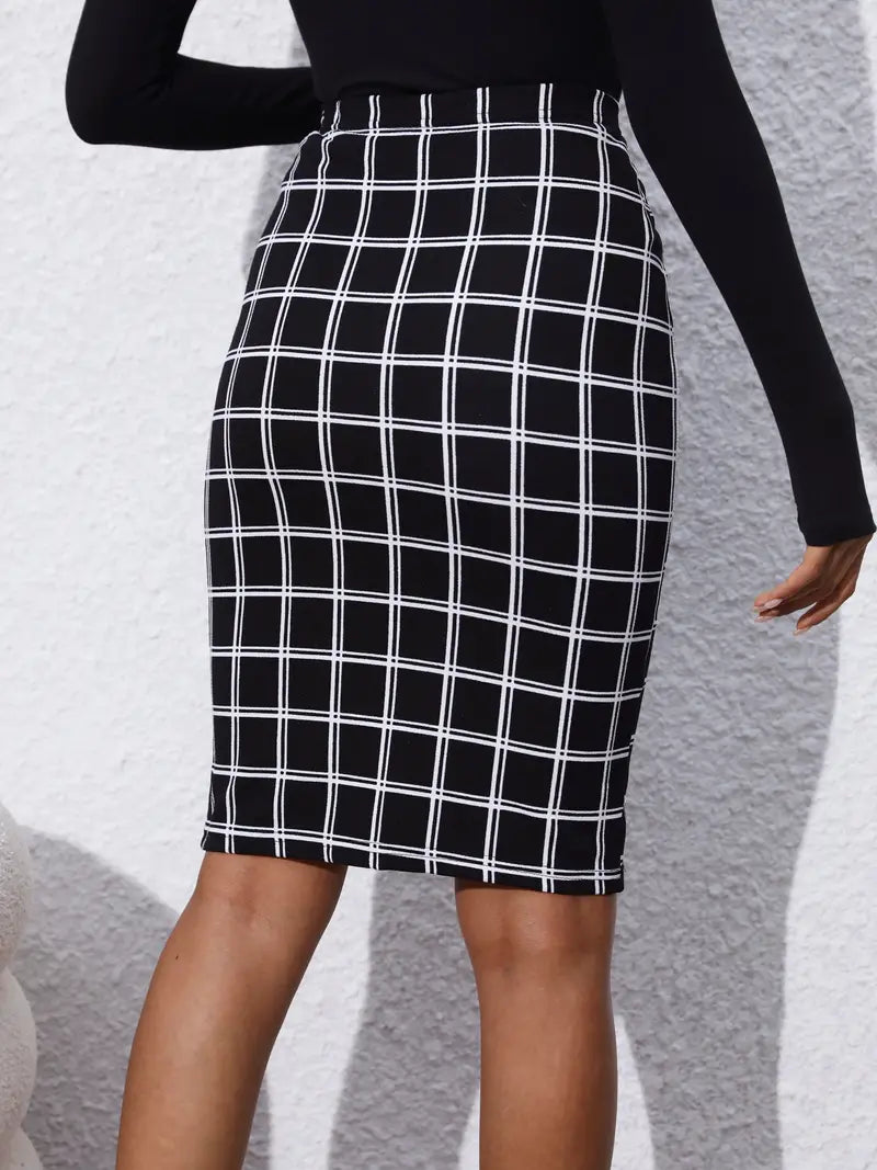 Lexi - plaid print slim skirk for spring